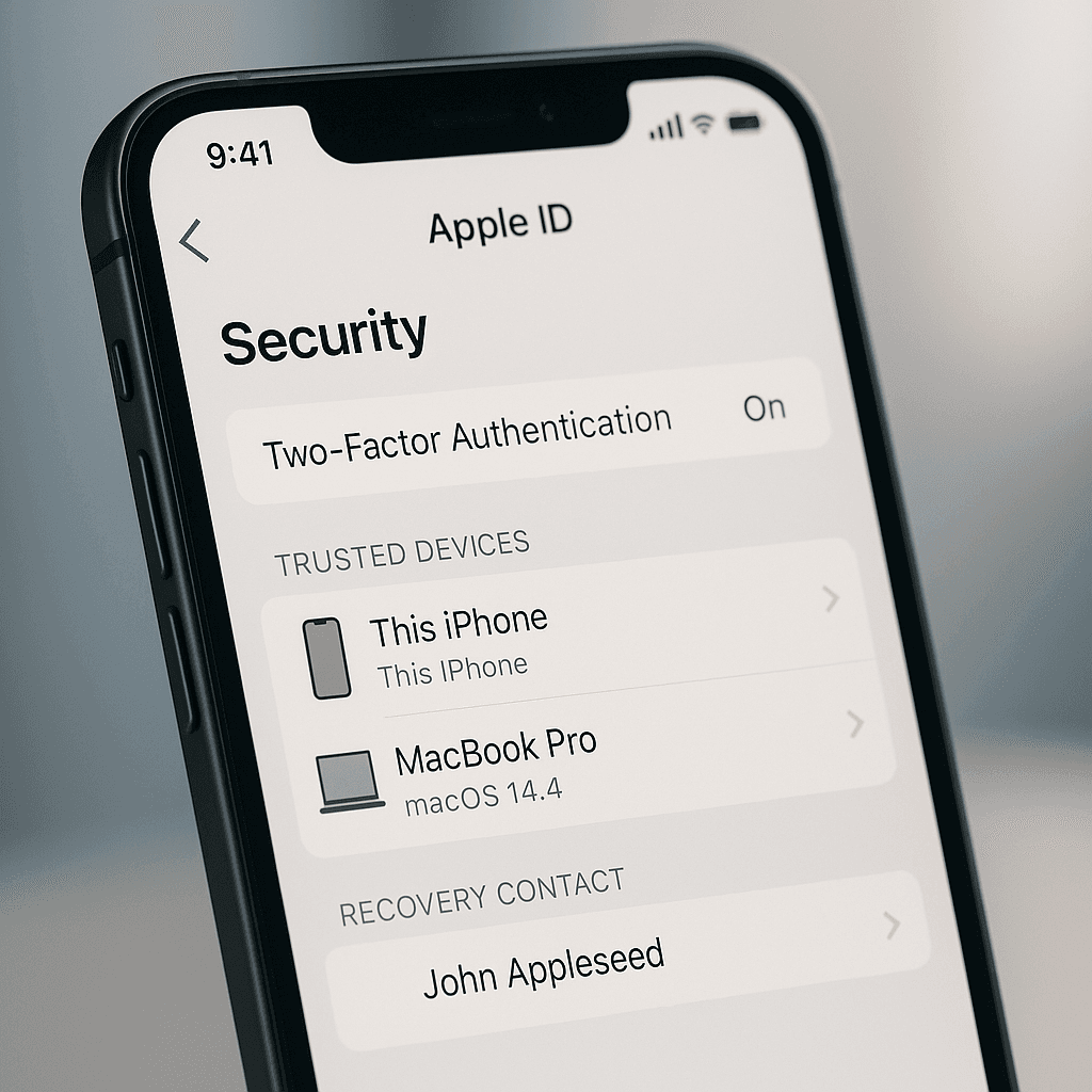 Calendar reminder notification showing 'Quarterly Apple ID Security Review' scheduled for three months from today