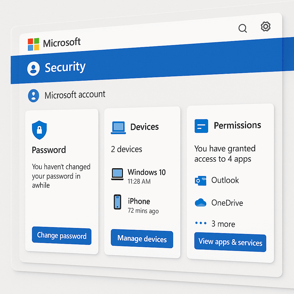 Calendar reminder notification for quarterly Microsoft account security review