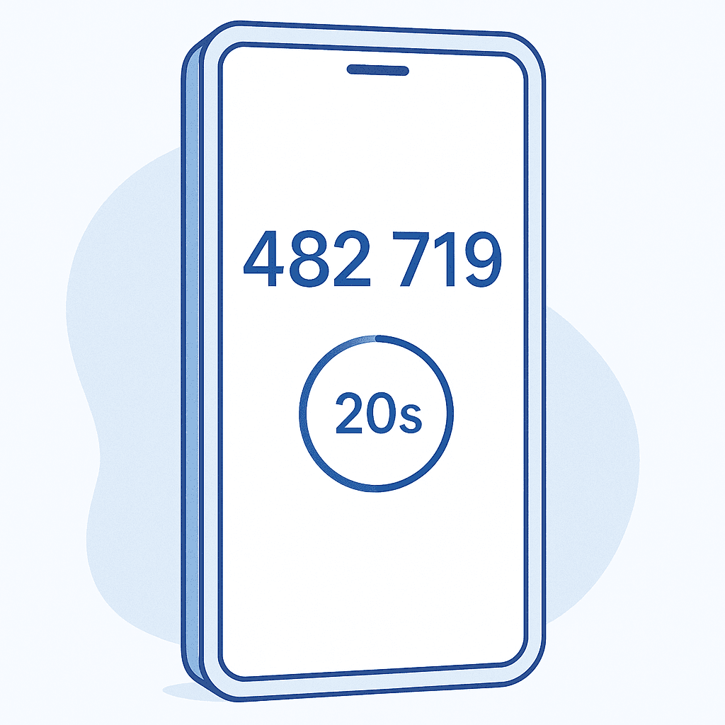 Grid of multiple authentication codes on a phone screen, each with different countdown timers