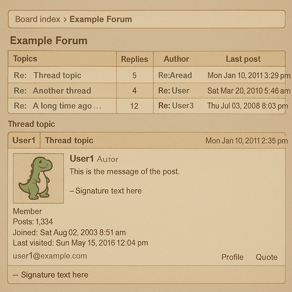 Digital archive interface showing organized forum account records with deletion confirmations