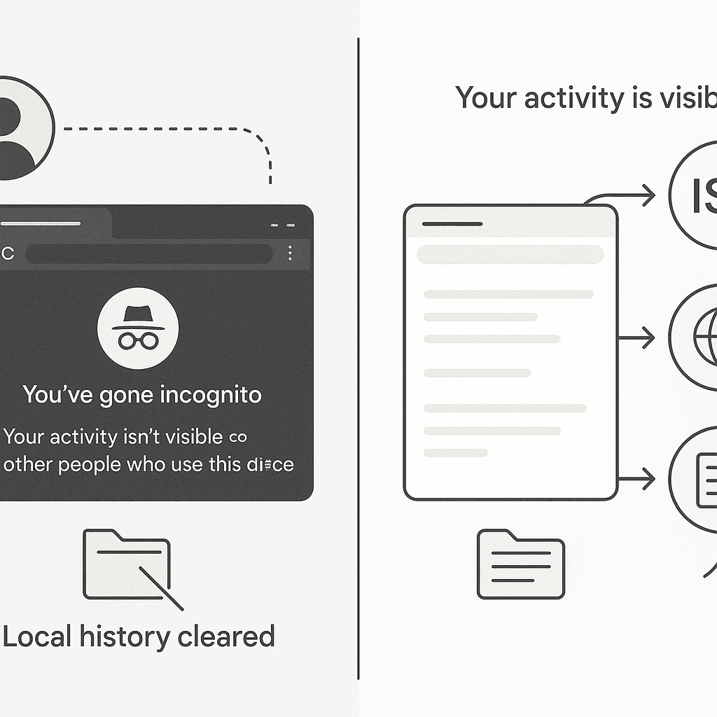 Browser window with incognito icon and a transparent overlay showing visible network traffic