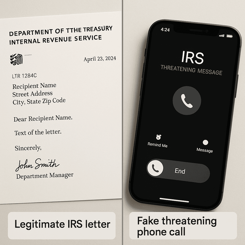 Checklist showing verification steps for government contact claims