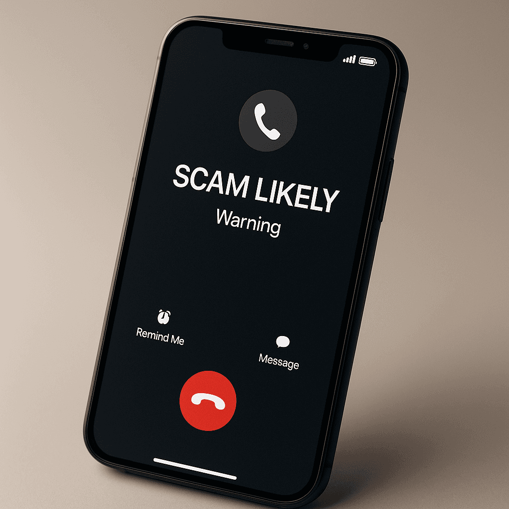 Phone settings screen showing call blocking options enabled with green checkmarks