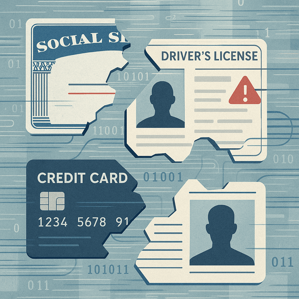 A credit report showing multiple accounts with inconsistent information, illustrating the slow-build pattern of synthetic identity fraud