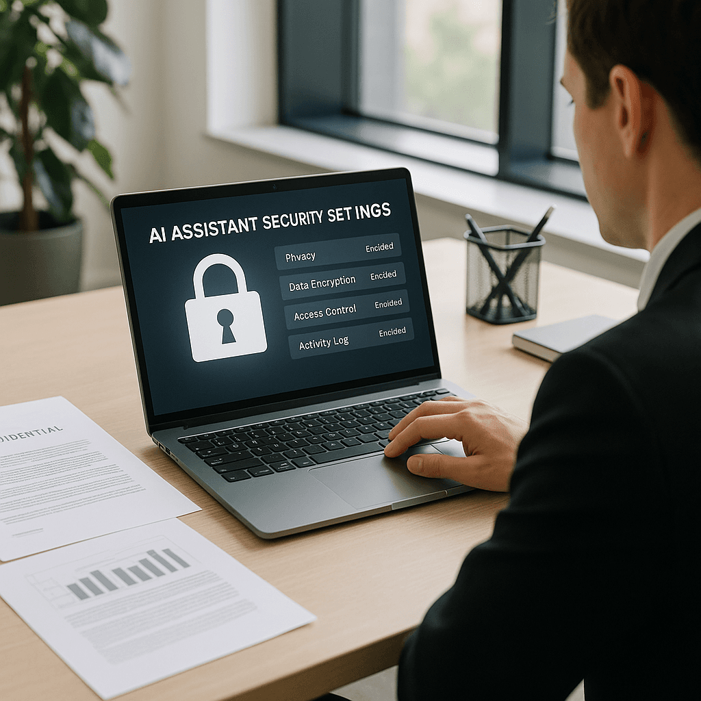 Secure workspace with AI assistant configured for confidential work