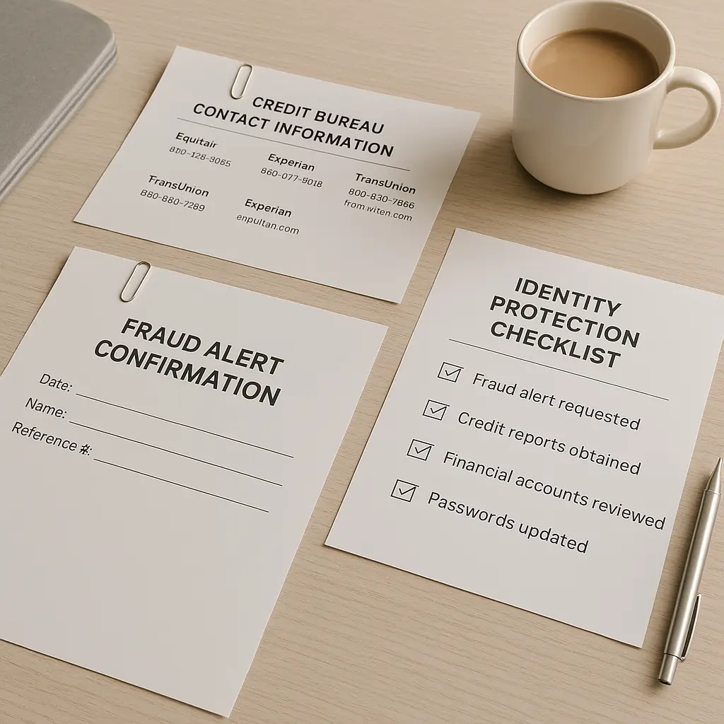 Calendar showing quarterly credit report checks and annual security reviews