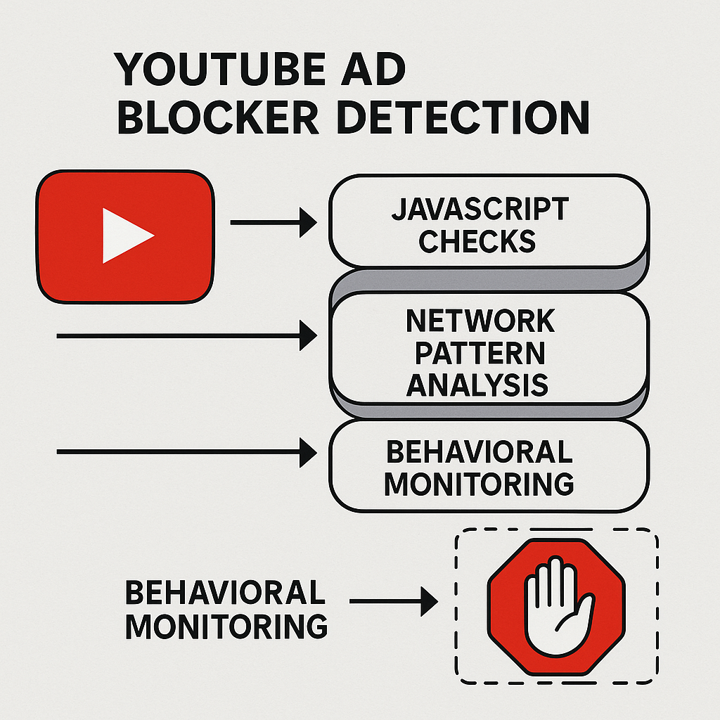 Timeline visualization showing the escalating technical arms race between ad blocking tools and YouTube's detection systems from 2020 to 2026