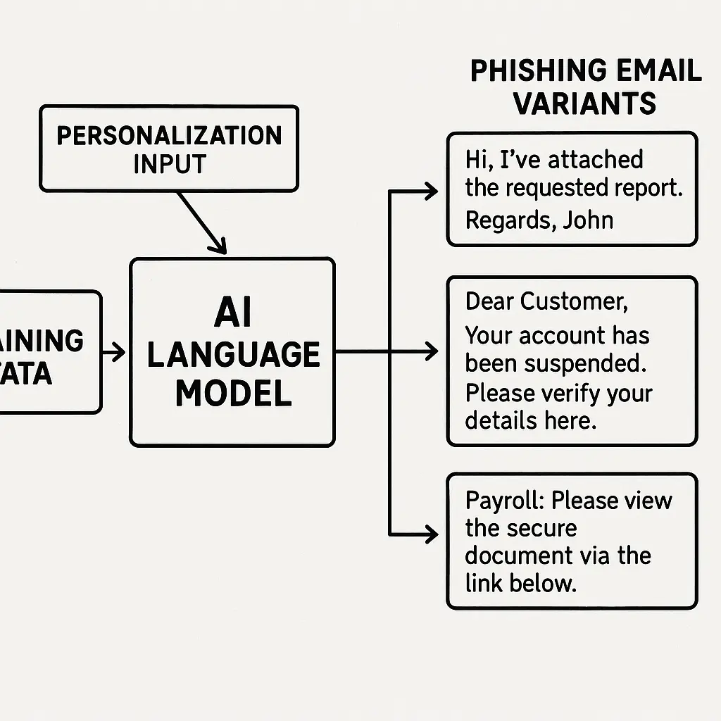Layered defense diagram showing verification steps that catch AI-generated phishing