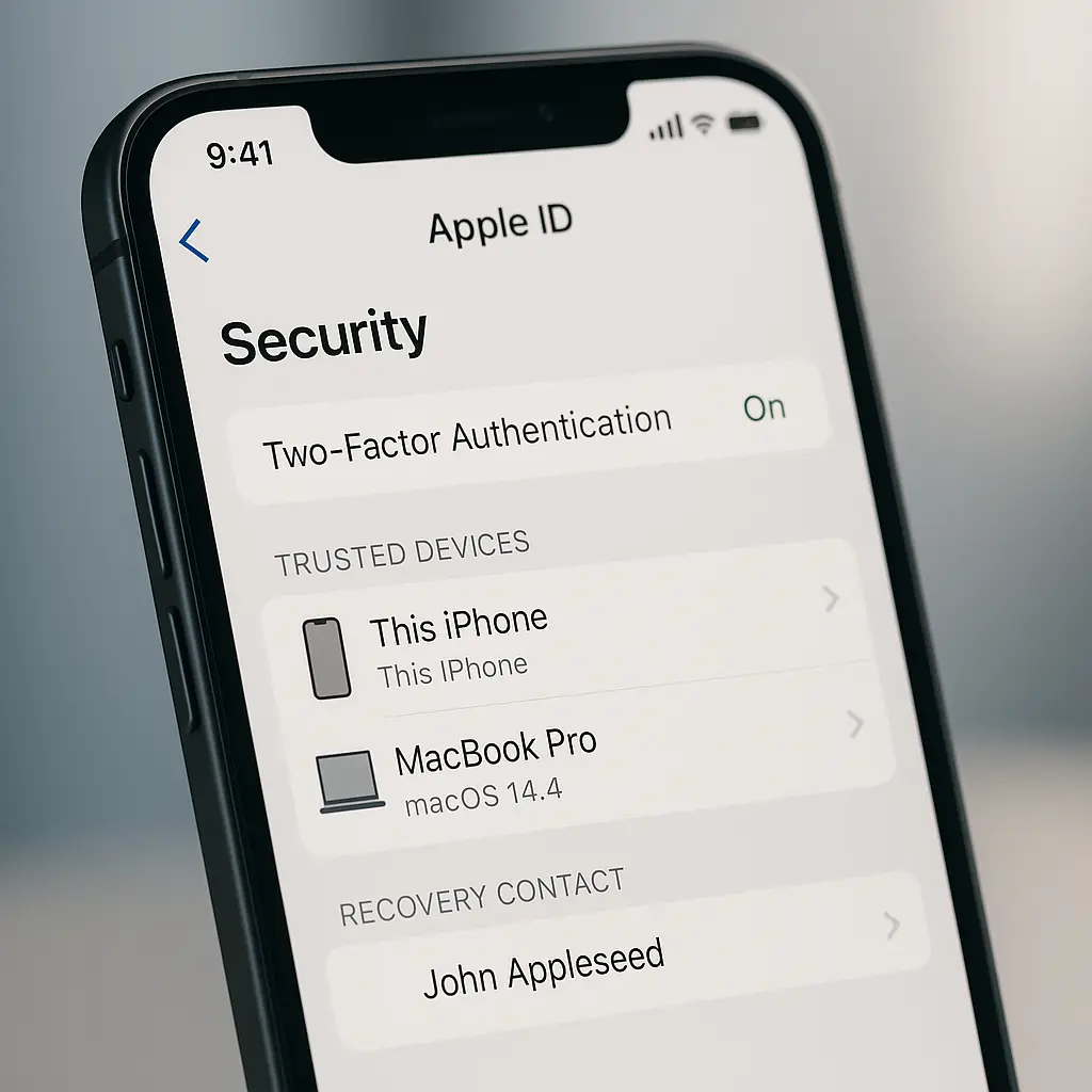 Calendar reminder notification showing 'Quarterly Apple ID Security Review' scheduled for three months from today