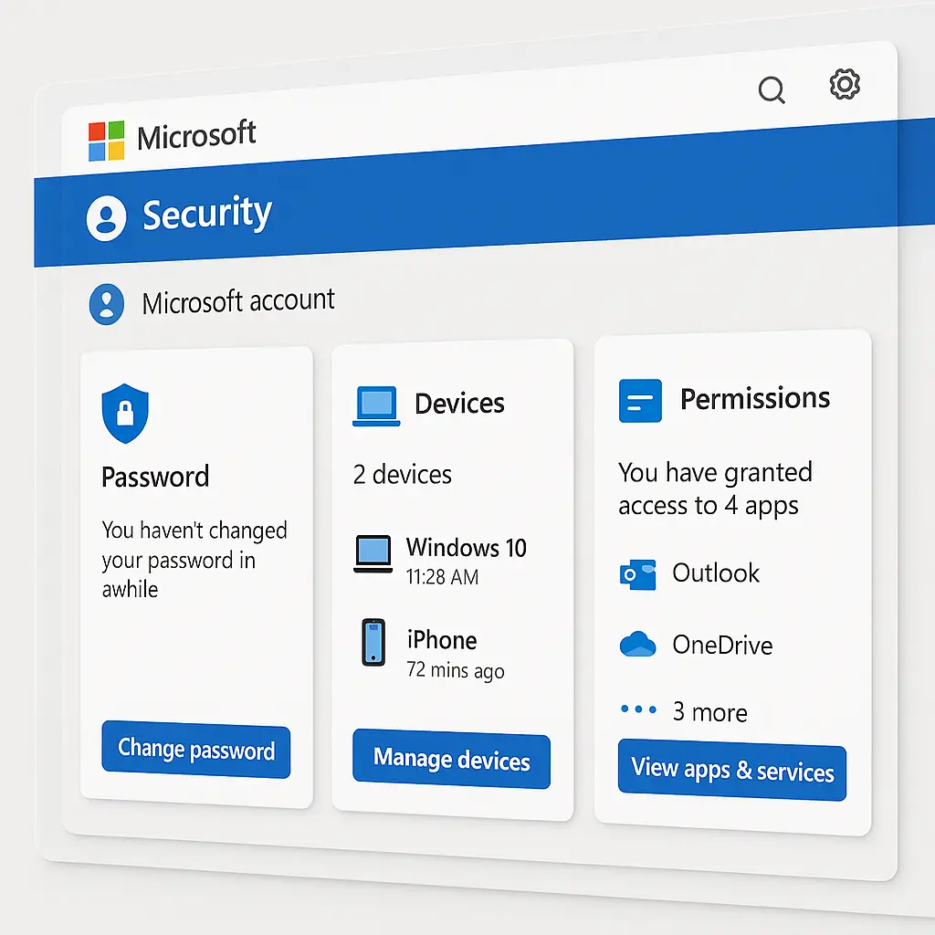 Calendar reminder notification for quarterly Microsoft account security review