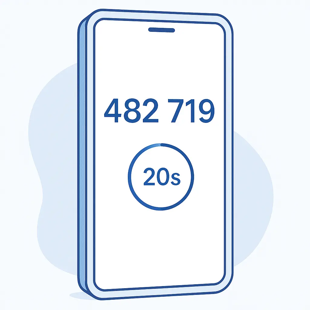 Grid of multiple authentication codes on a phone screen, each with different countdown timers