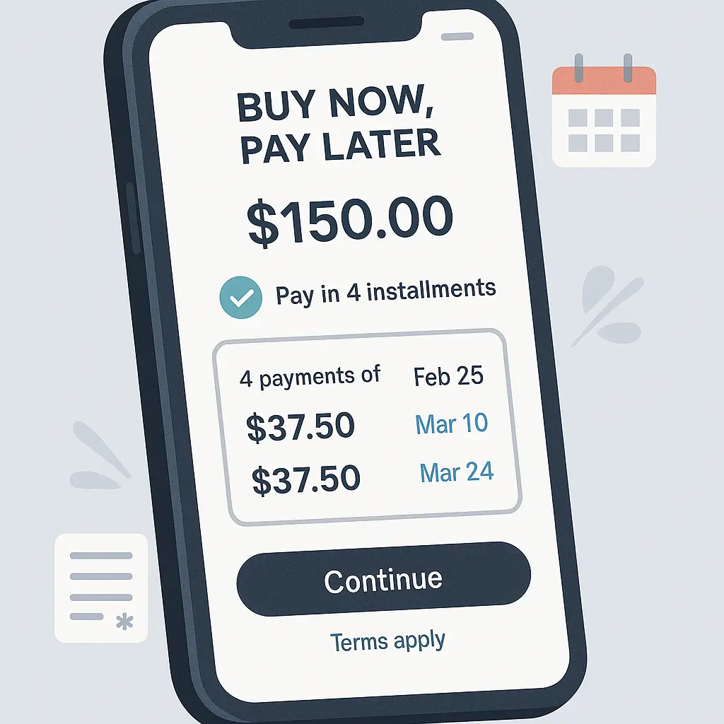 Credit report document with BNPL transaction history and payment timeline highlighted
