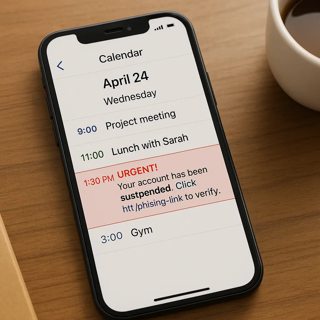 A checklist showing the steps to verify a calendar invitation's legitimacy before accepting or clicking any embedded links