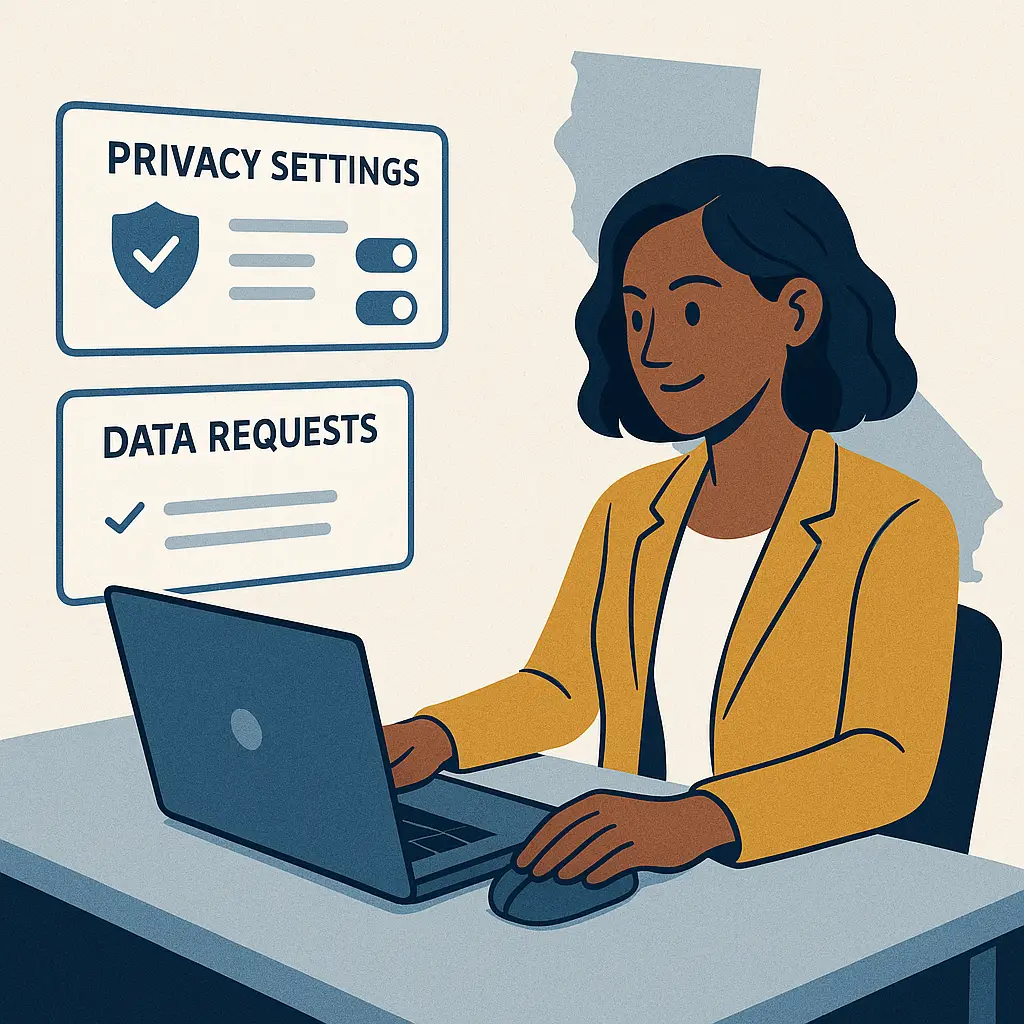 Checklist showing completed CCPA privacy requests across multiple companies