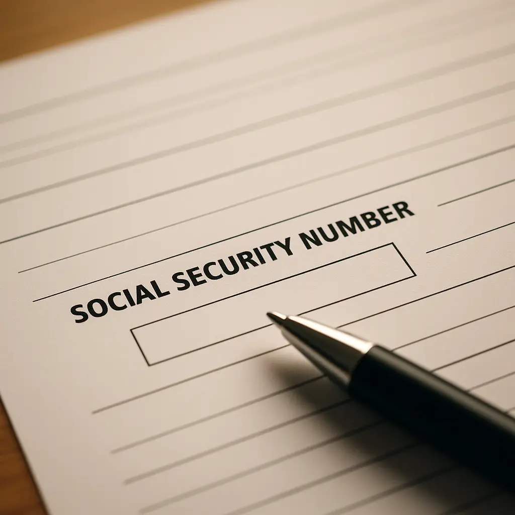 Close-up of a form field labeled 'Social Security Number' with a cursor hovering over it
