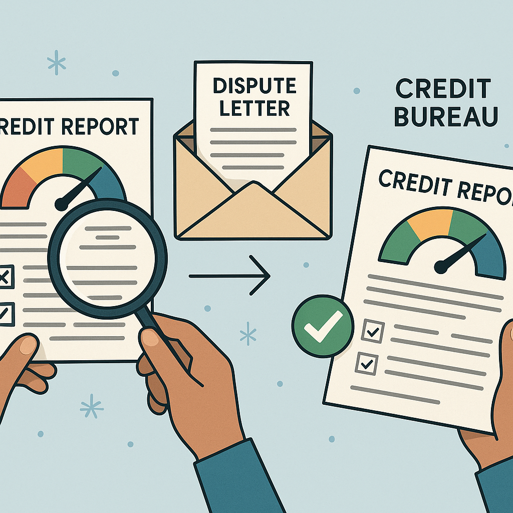 Credit report document with corrected entries marked with green checkmarks