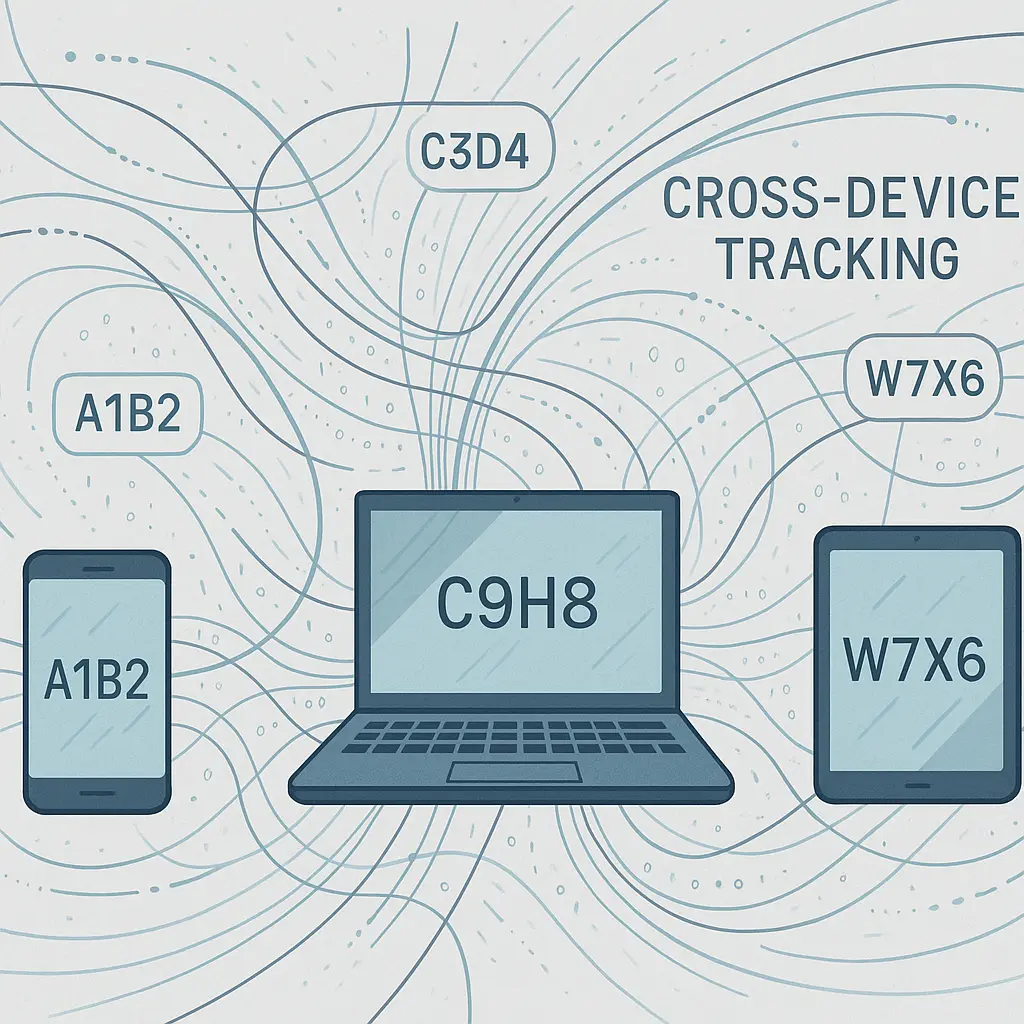 Abstract visualization showing multiple devices connected by invisible data threads
