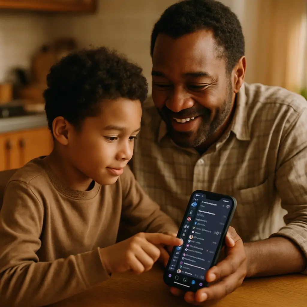 Phone screen showing Discord privacy settings with parental controls highlighted