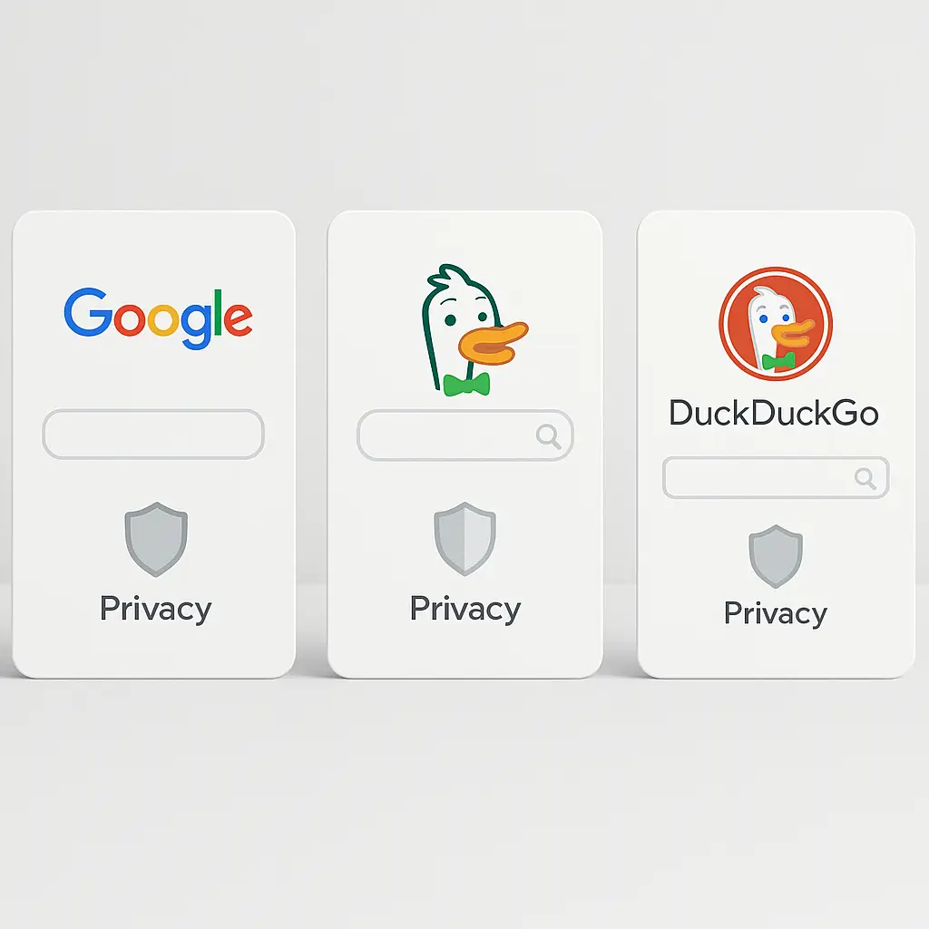 A person at a laptop choosing between search engines, symbolizing informed decision-making about online privacy