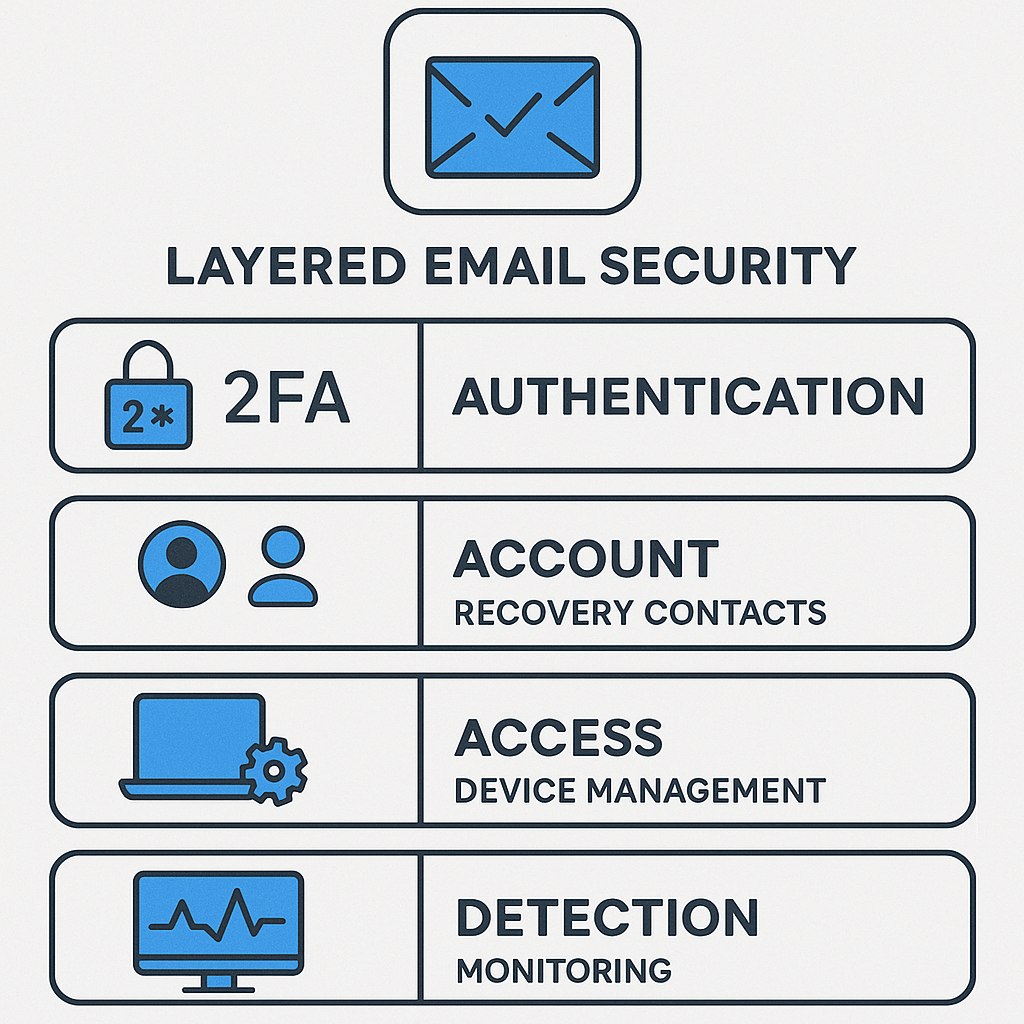 Email account with full security configuration active across all defense layers