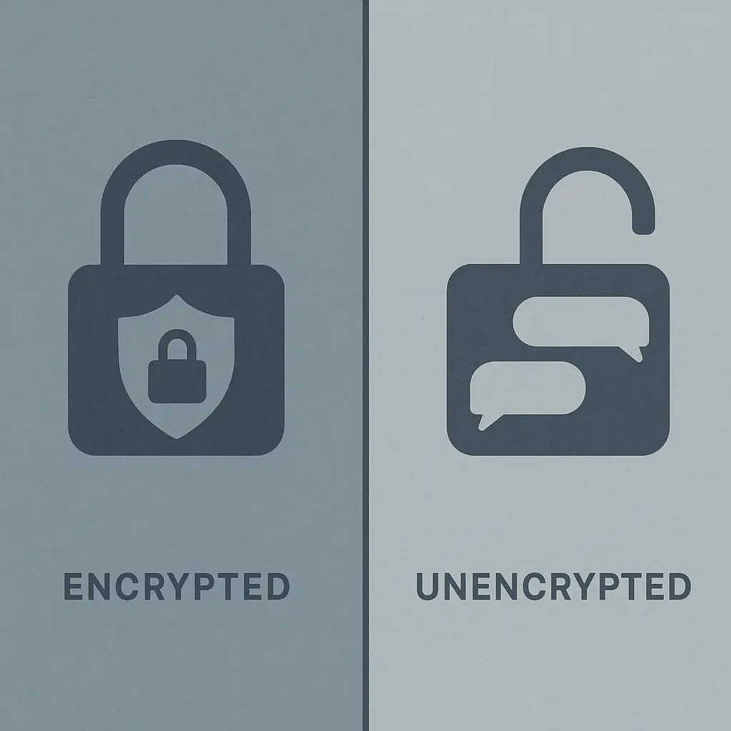 Mobile phone screen showing Facebook Messenger interface with a lock icon, illustrating encryption settings