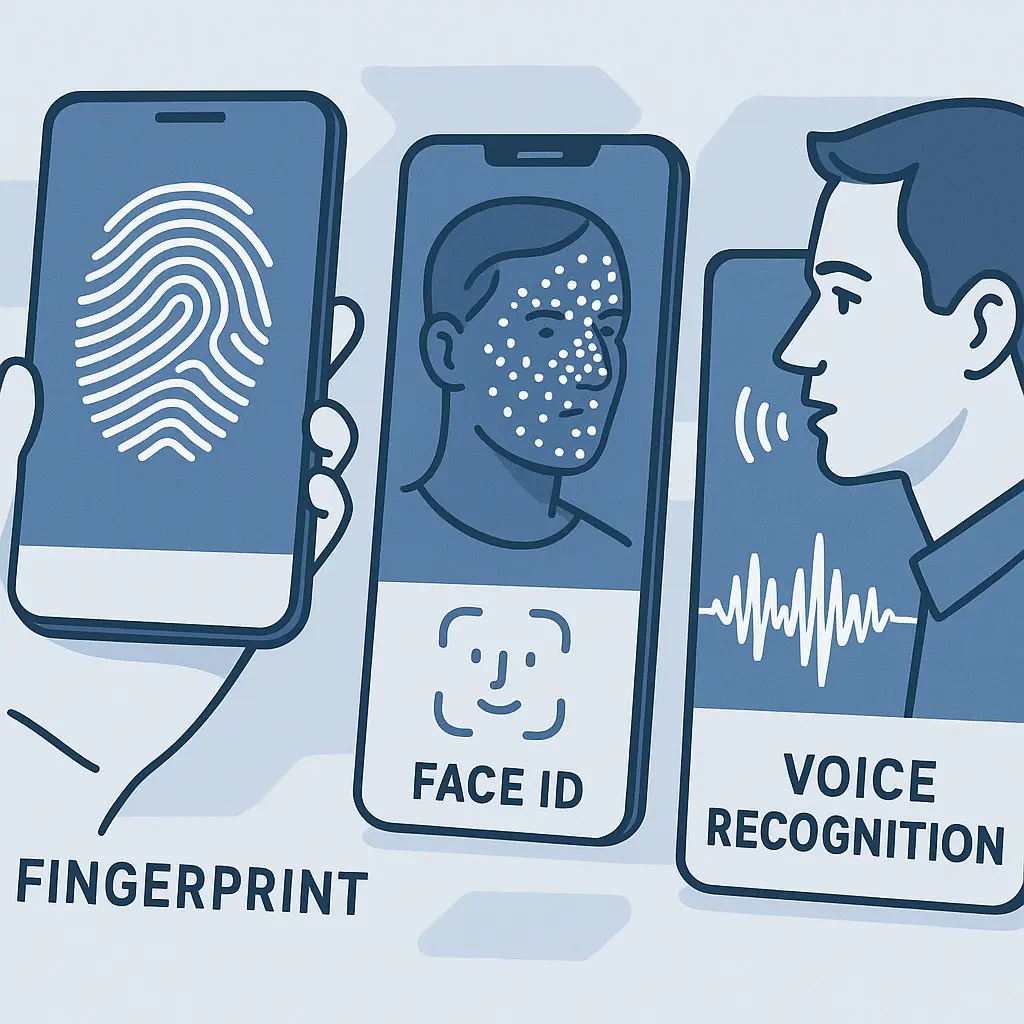 Single phone with all three biometric options displayed as overlay icons