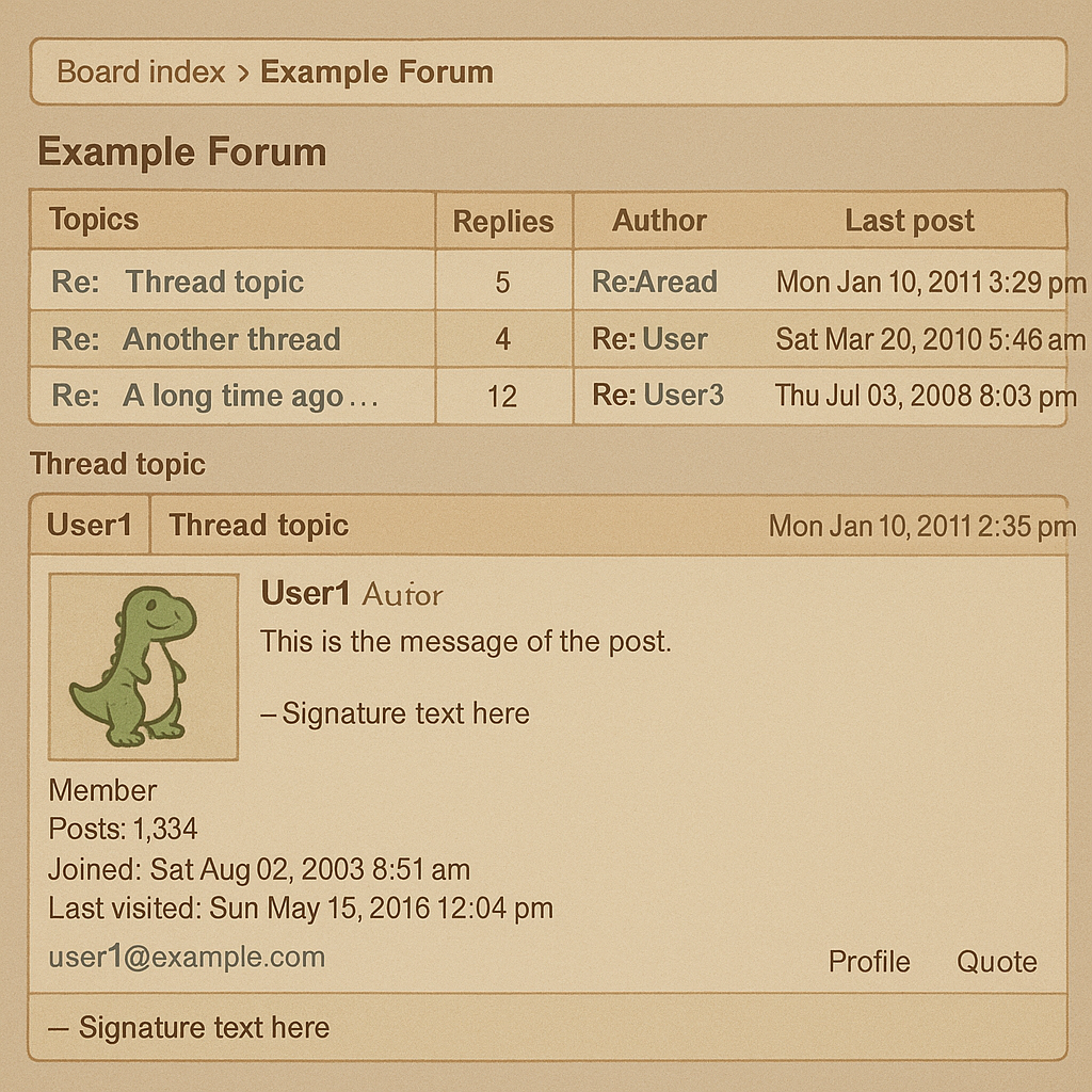 Digital archive interface showing organized forum account records with deletion confirmations