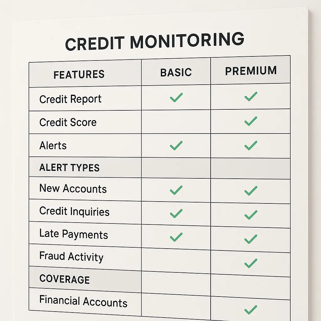Dashboard screenshot showing credit score tracking across multiple monitoring services