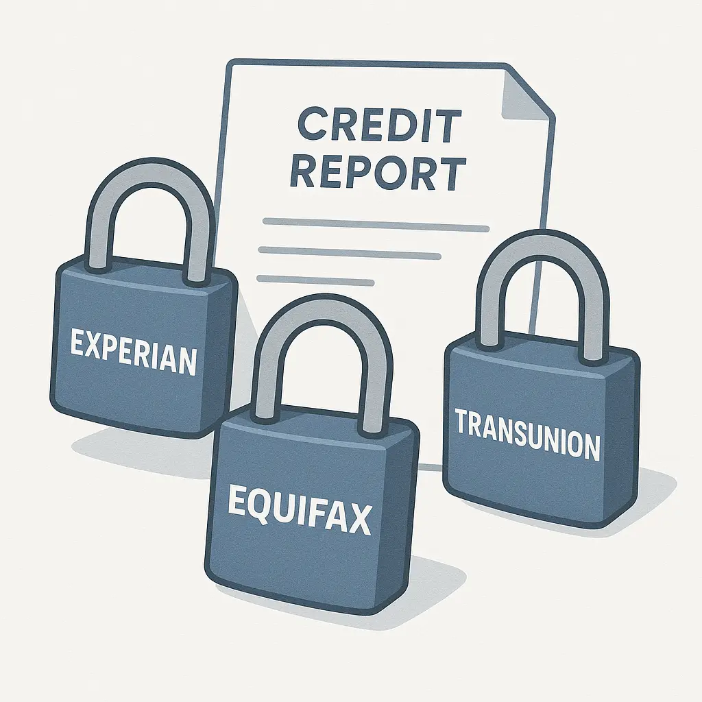 Shield icon with checkmarks for all three credit bureaus