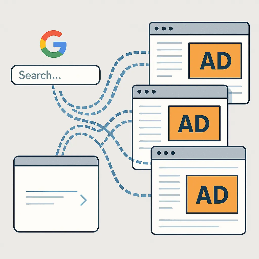 Browser settings screen showing privacy controls and ad personalization toggles
