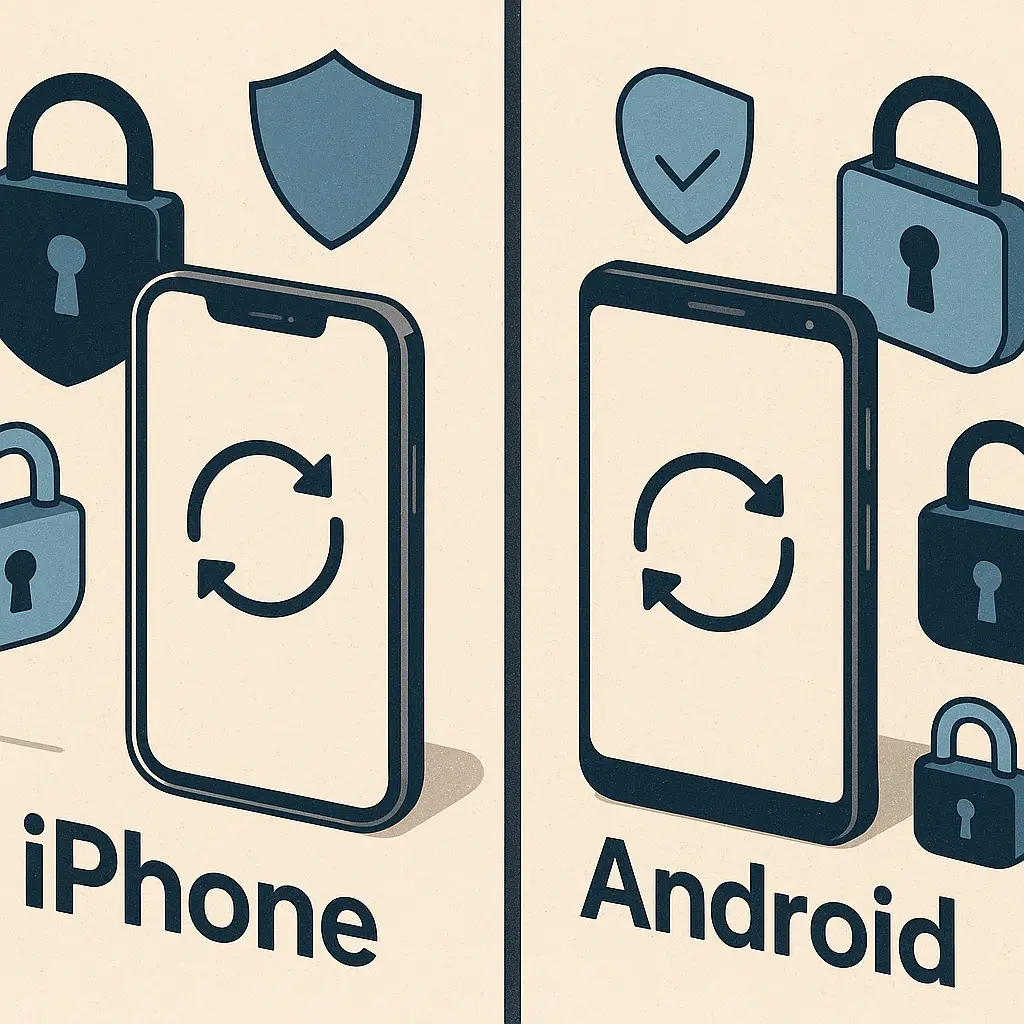 Decision flowchart for choosing between iPhone and Android based on security priorities