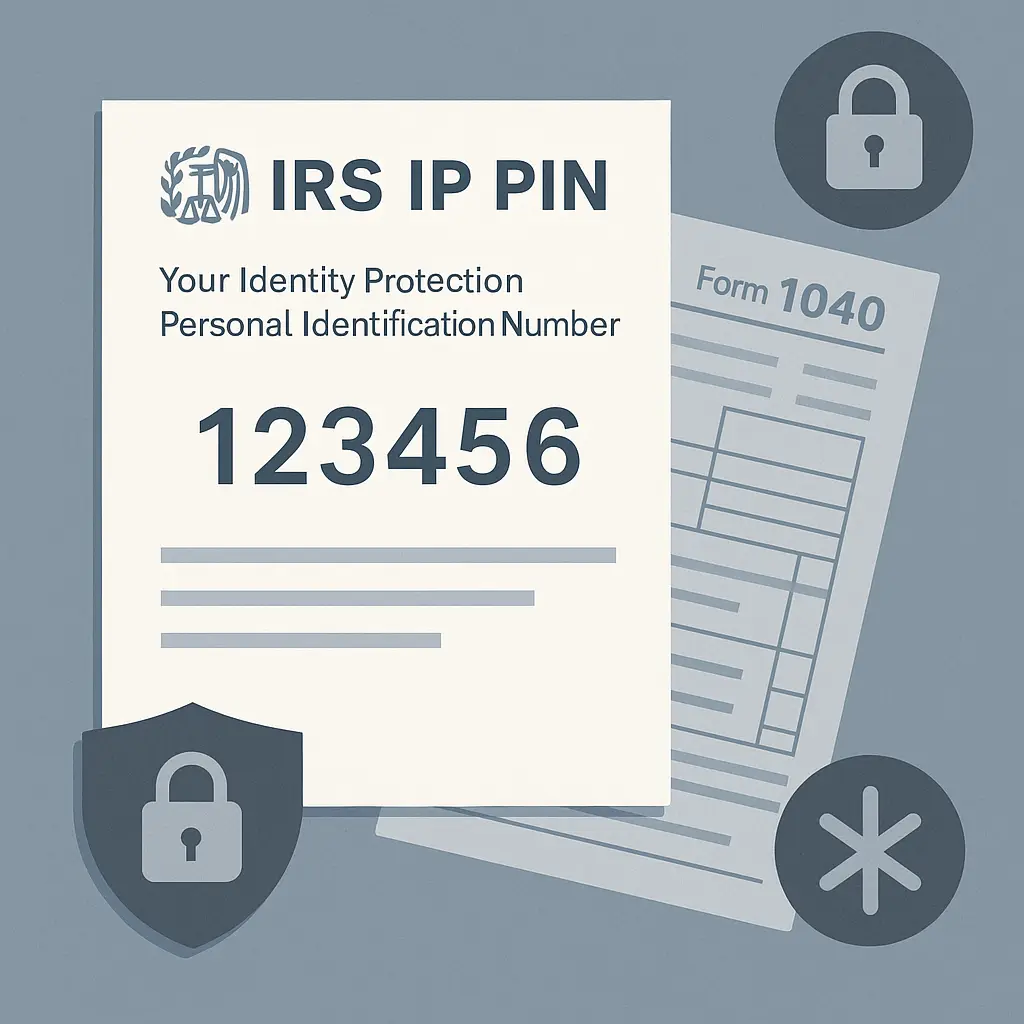 Six-digit code displayed on IRS letter with tax form in background