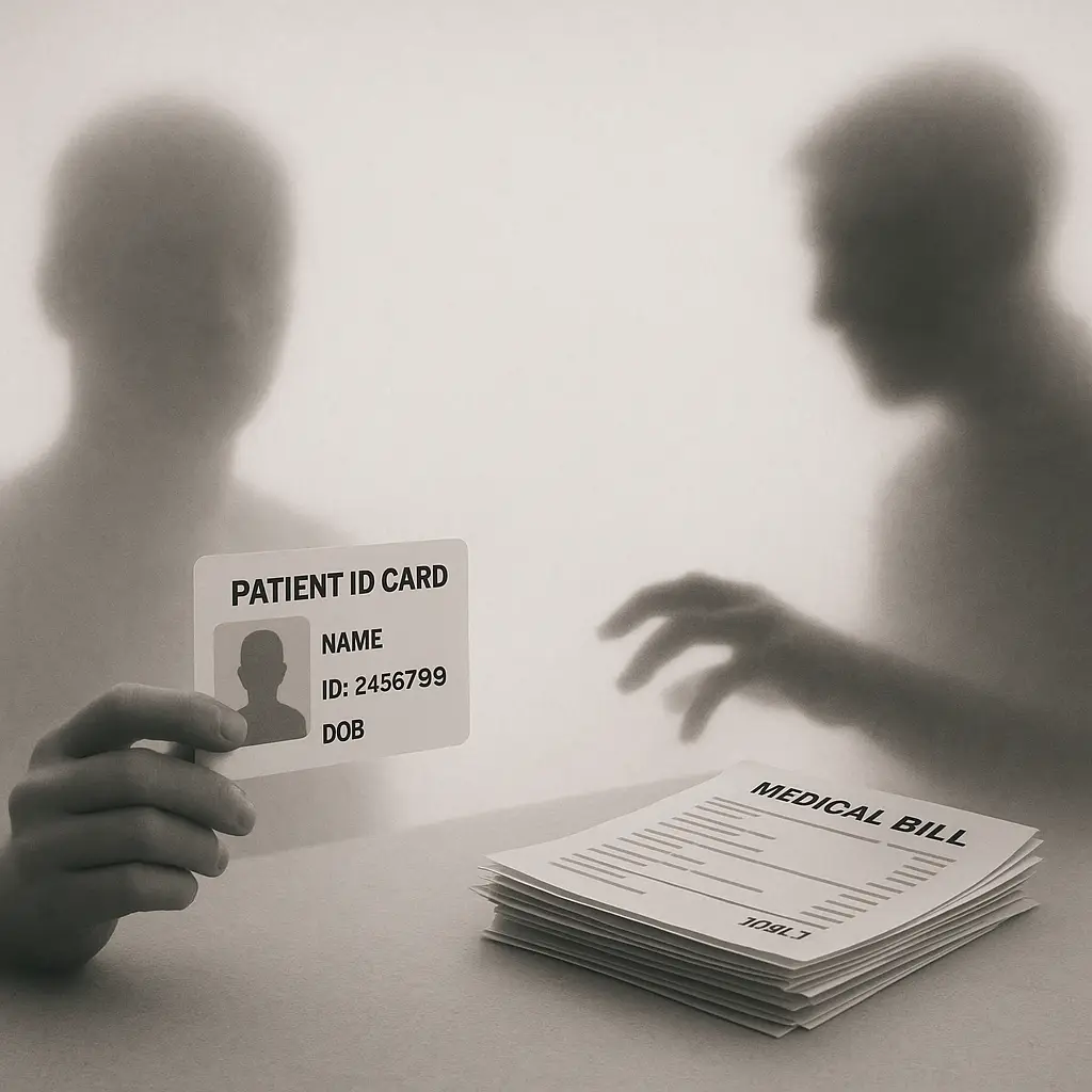 A credit report showing medical debt you never incurred, representing the financial aftermath of medical identity theft