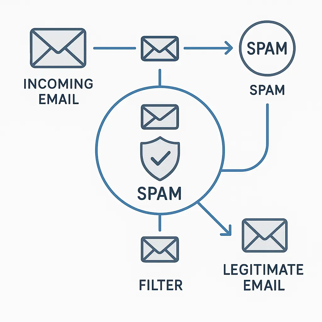Inbox with spam messages constantly flowing in despite filters