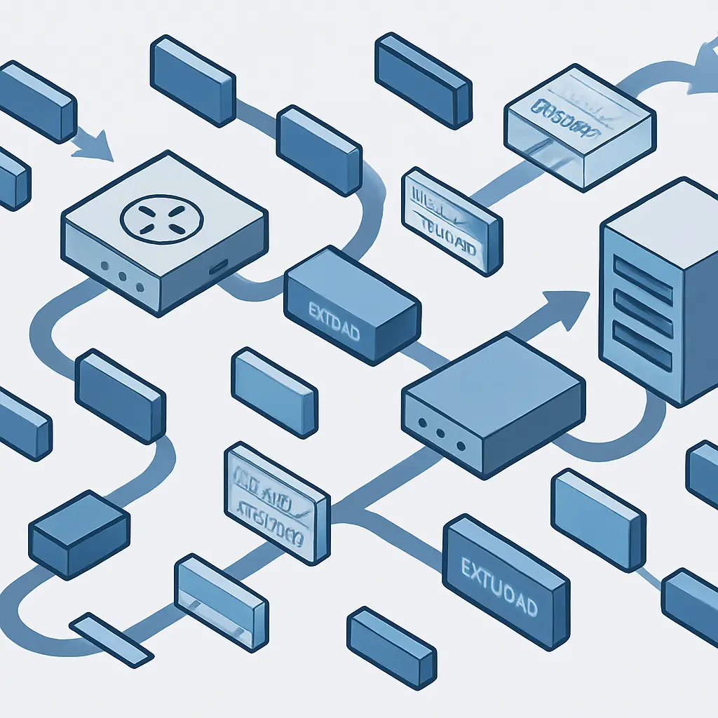 Encrypted network traffic represented as locked packets moving through a secure tunnel