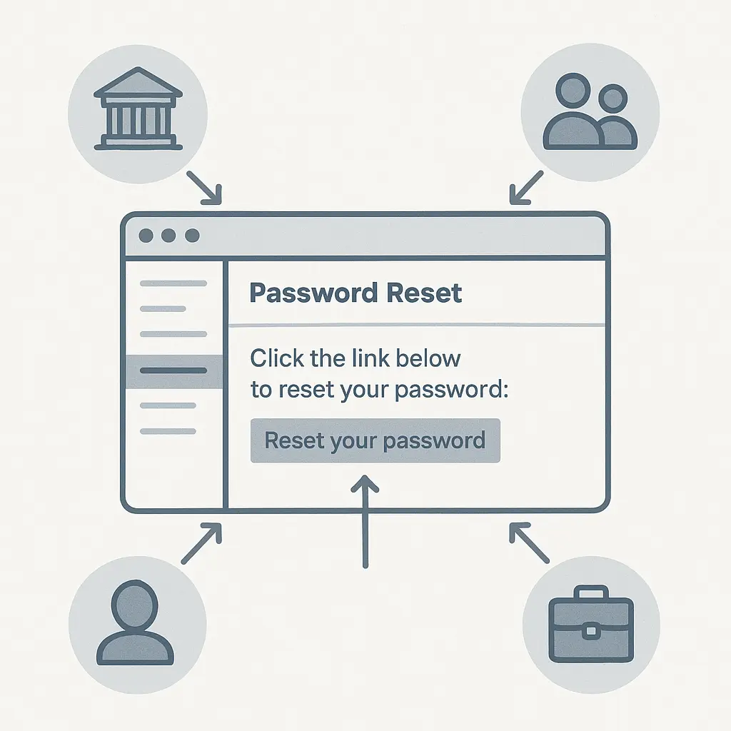 Diagram showing how email sits at the center of account recovery across multiple services