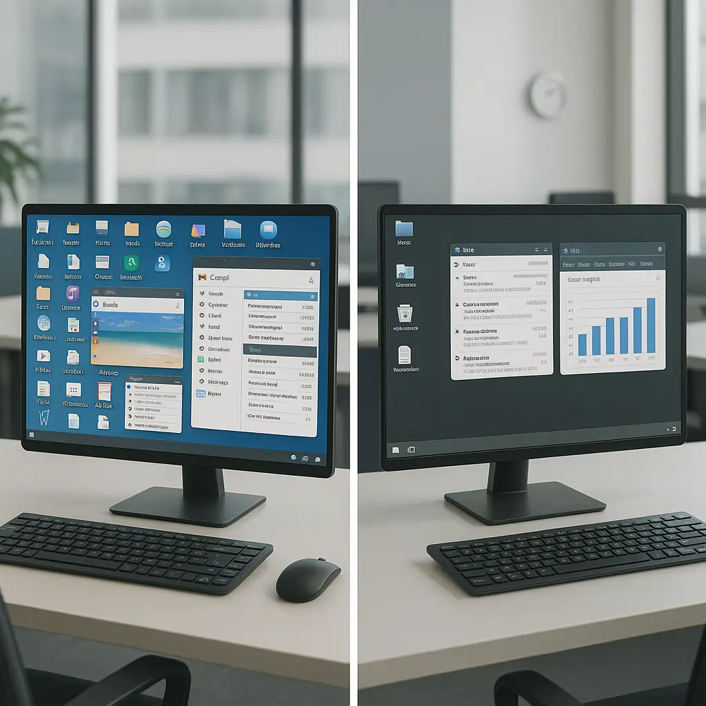 Laptop screen showing multiple browser windows with personal email, shopping sites, and social media alongside work applications