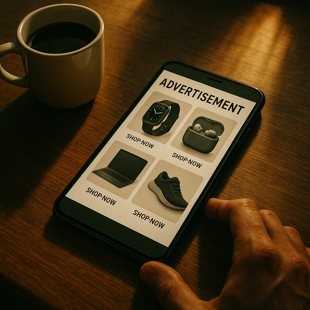 Person reviewing privacy settings on phone screen with satisfied expression, taking control of digital tracking