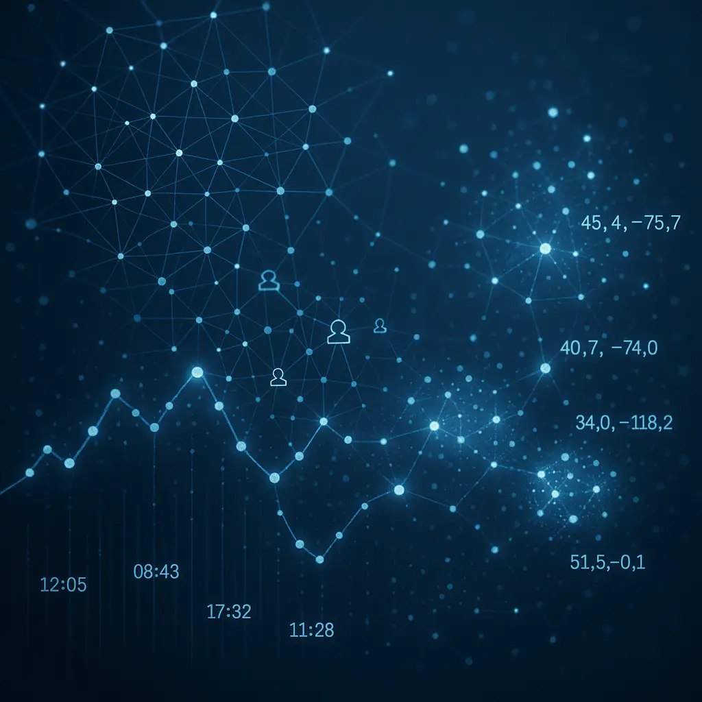 Silhouette of a person surrounded by flowing data streams representing metadata collection