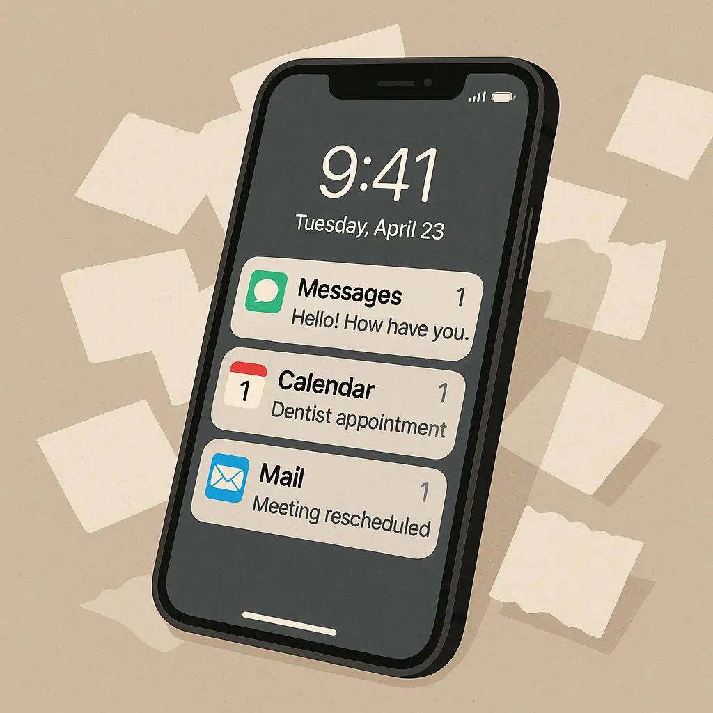 Layered diagram showing phone security features from lock screen to encrypted storage