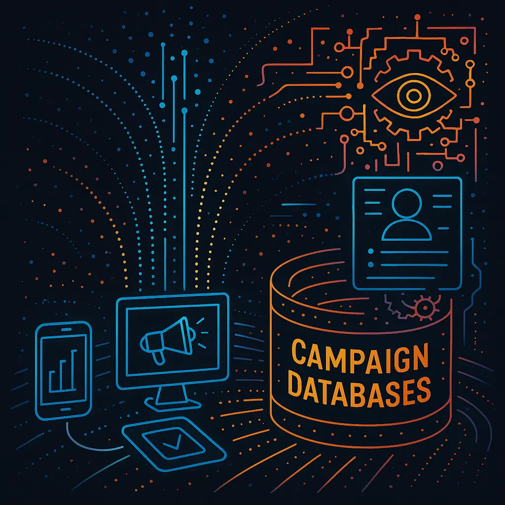 Simplified diagram showing the flow from user behavior to ad auction to targeted political message