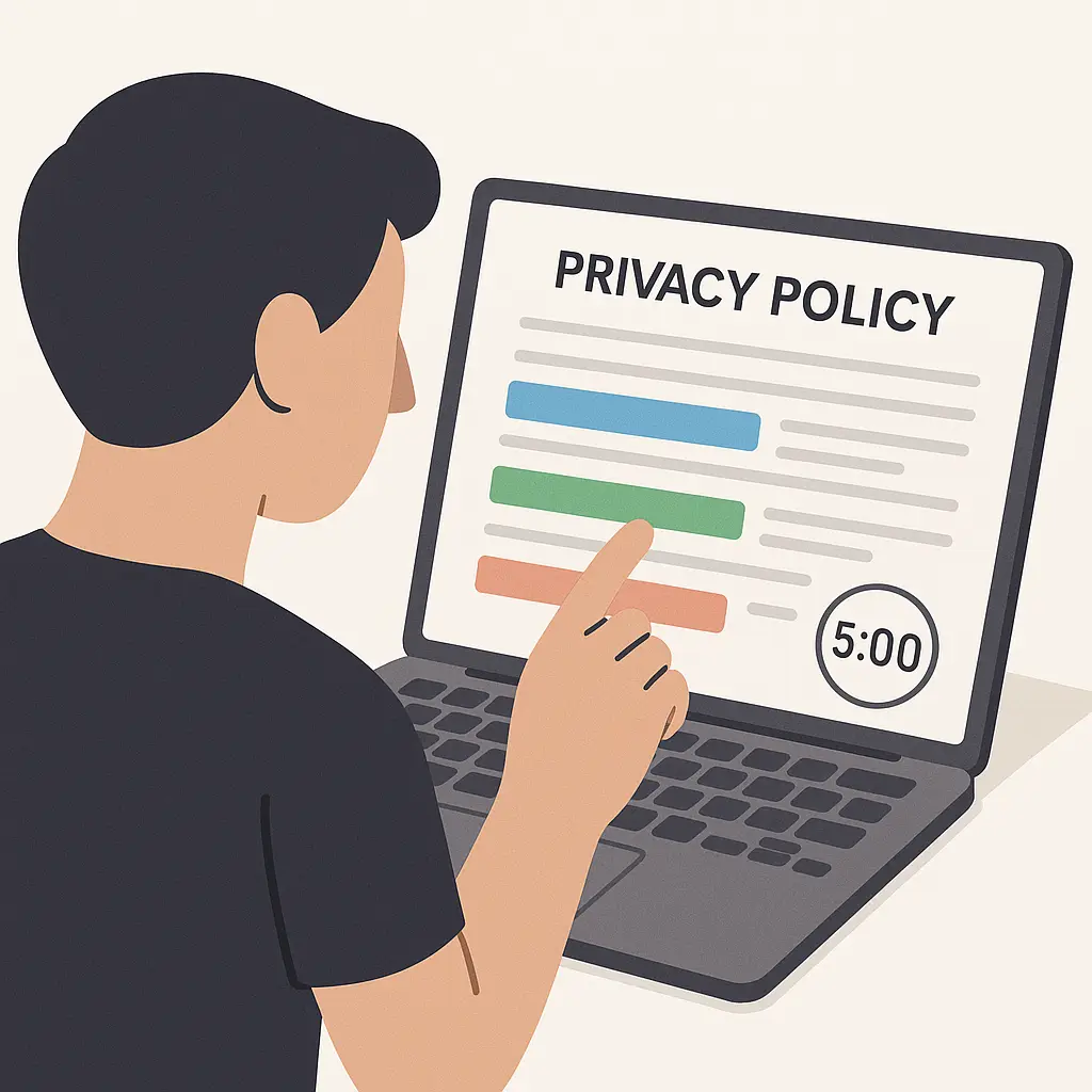 Flowchart showing decision points for accepting or rejecting a service based on privacy policy red flags