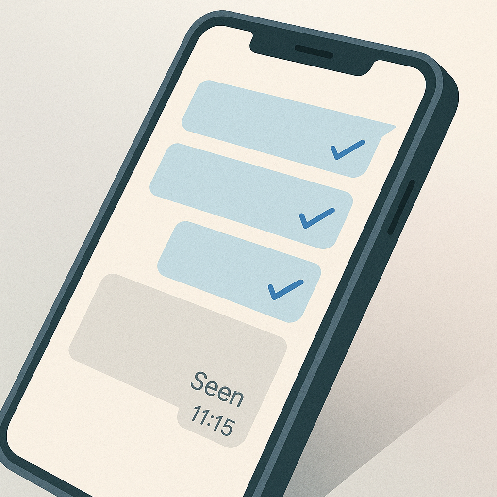 Messaging app settings screen with read receipts toggle switched to off position