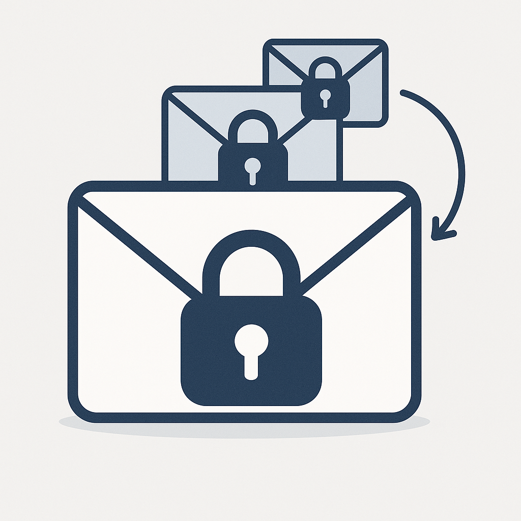 A locked email icon nested inside another locked email icon, representing the circular lockout problem