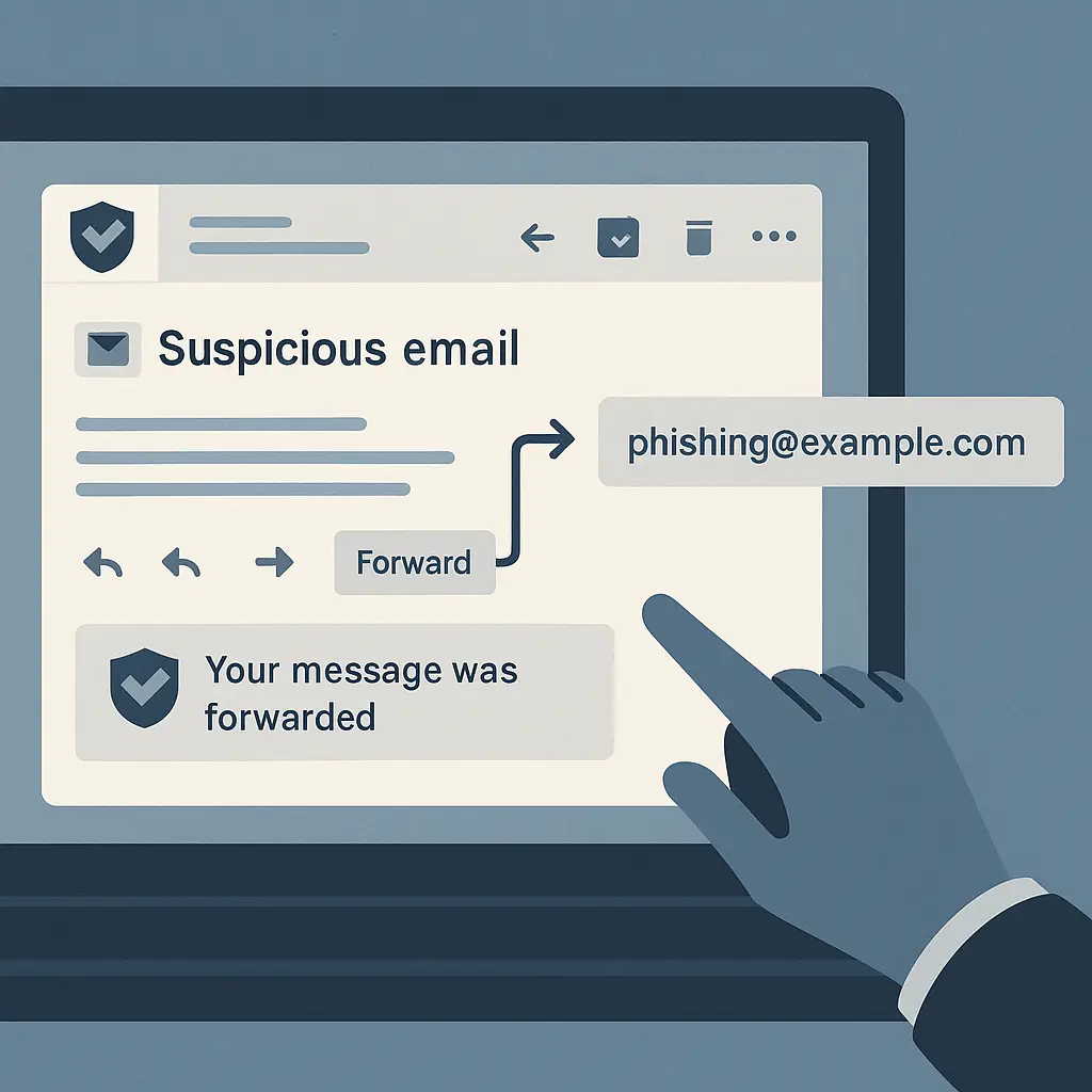 Email inbox showing confirmation receipt from anti-phishing reporting address