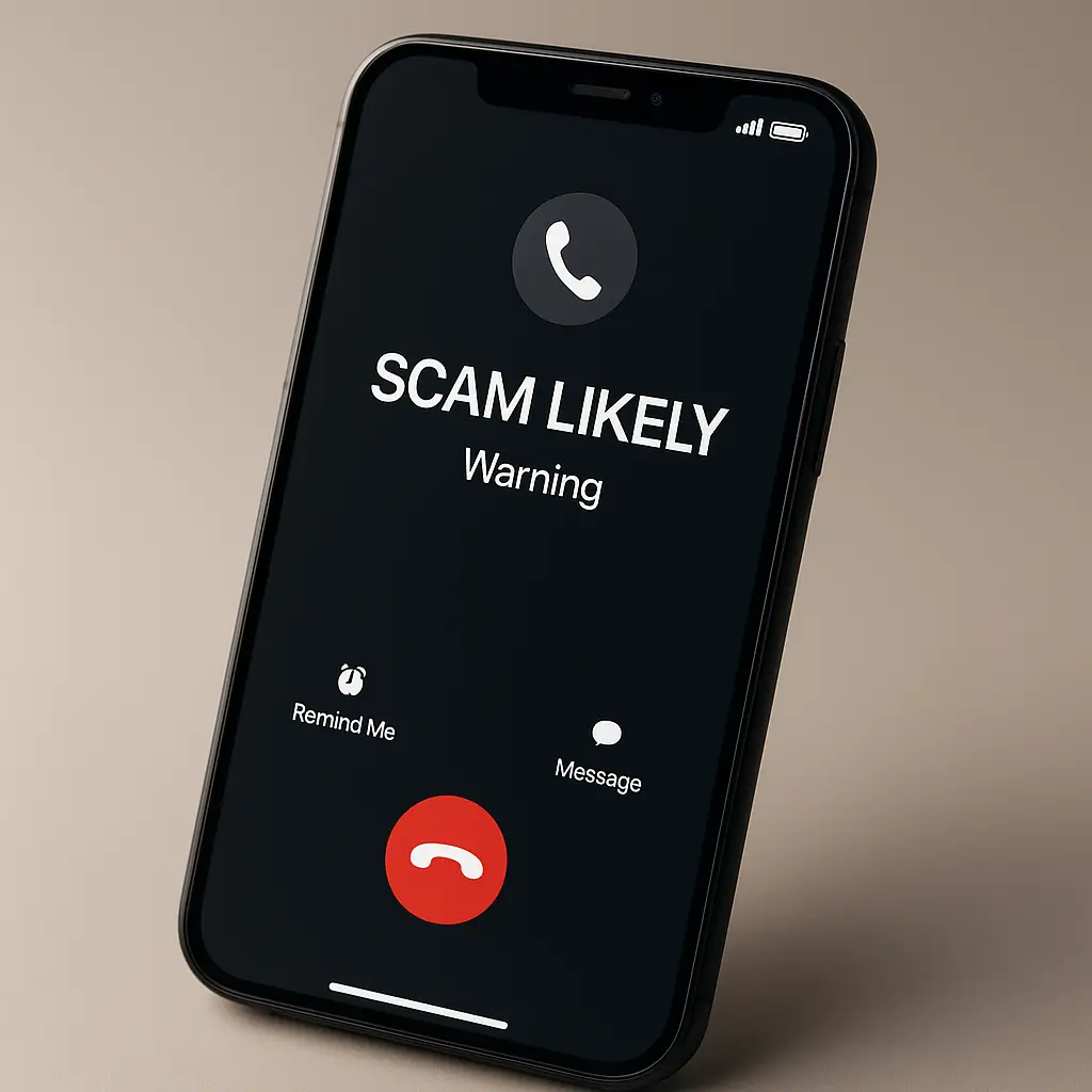 Phone settings screen showing call blocking options enabled with green checkmarks
