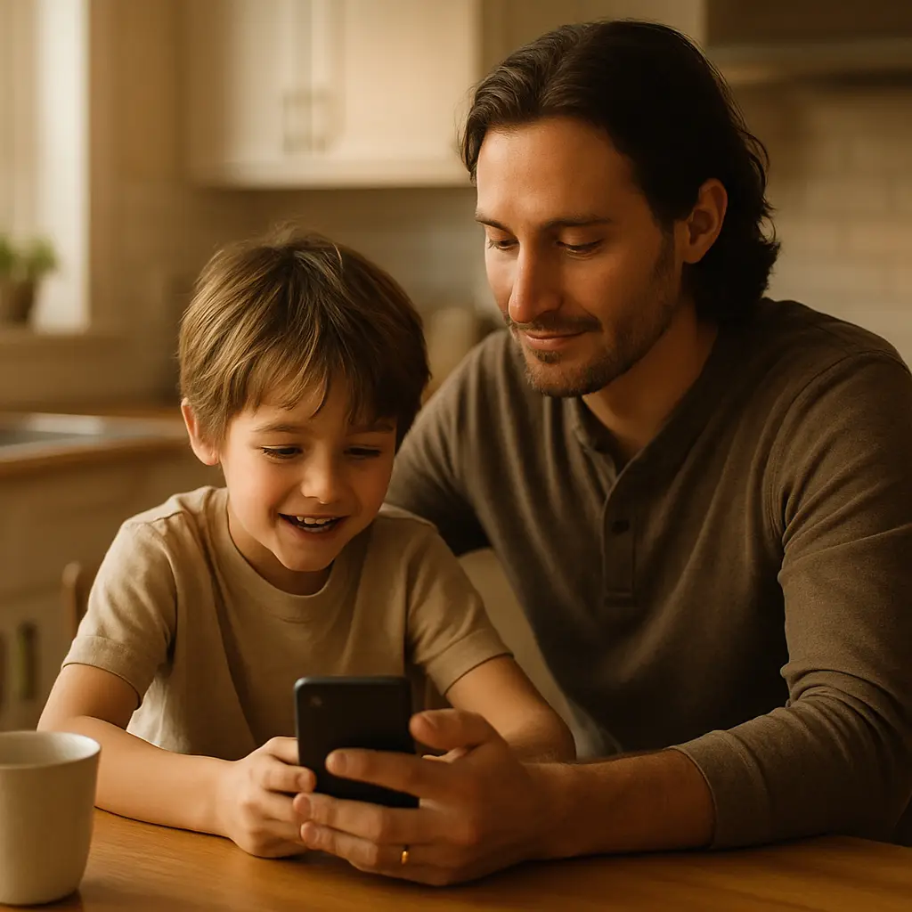 Smartphone with parental control settings displayed on screen