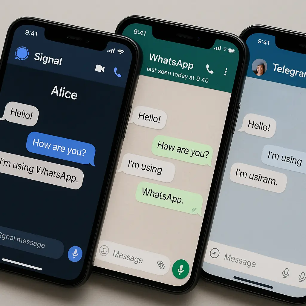 Person choosing between different messaging apps on their phone