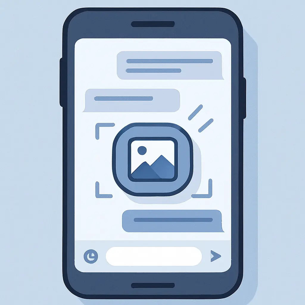 A phone screen showing a messaging app with a screenshot icon highlighted, representing the moment a private conversation becomes public