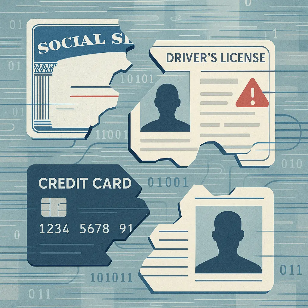A credit report showing multiple accounts with inconsistent information, illustrating the slow-build pattern of synthetic identity fraud